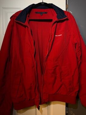 Tommy Hilfiger Red Bomber Jacket with Navy Trim